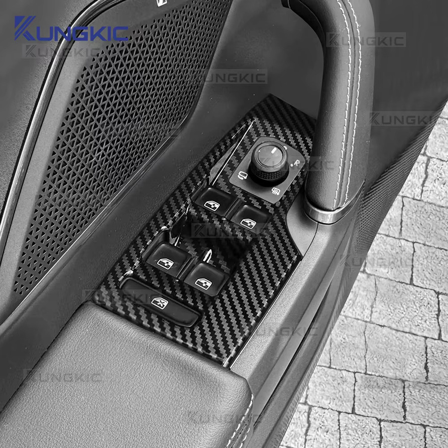 KUNGKIC Carbon Faser Fenstersteuerung Zierleisten für Seat Leon MK4, Cupra Leon, Cupra Formentor, Ibiza und Arona, Schwarz - Bild 2