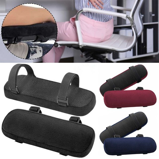 DOORSACCERY 2er-Set Stuhl-Armlehnenkissen aus Memory-Schaum in Schwarz, weiche Ellbogenpolster für Gaming- und Bürostühle, abnehmbarer und waschbarer Bezug - Bild 1