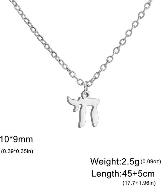 Chai Anhänger Halskette Edelstahl, Silber, Damen, 45-50 cm - Bild 1