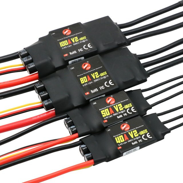 Zmr Bürstenloser ESC Regler V2 mit BEC/UBEC für RC Quadcopter und Hubschrauber, Schwarz - Bild 1