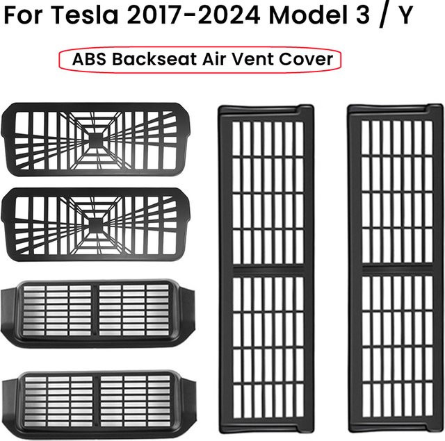 ZUIMI Luftauslass Abdeckung für Tesla Modell Y und Modell 3 Highland, Rücksitz Klimaanlage Schutzgitter in Schwarz - Bild 1