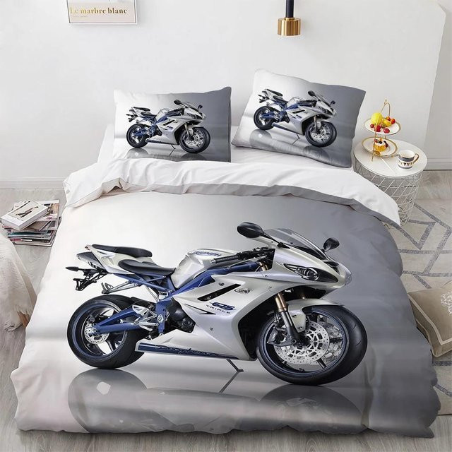 Binchi Outdoor Product Bettwäsche-Set Motocross Extremsport 3D Design, Bettbezug und Kissenbezug aus Mikrofaser, Mehrfarbig, B/H: 200 x 200 cm - Bild 1