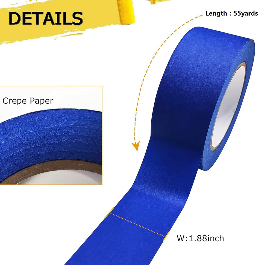 Blaues Malerband aus Papier, UV- und hitzebeständiges Maskierband für professionelle Anwendungen und Kfz-Reparaturen, Breite: 12,0 cm - Bild 2