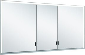 Keuco Royal Lumos Spiegelschrank mit 3 Drehtüren aus Kristall-Doppelspiegel, silber-eloxiert, Höhe: 140 cm, Breite: 73 cm, Tiefe: 35 cm - Bild 1