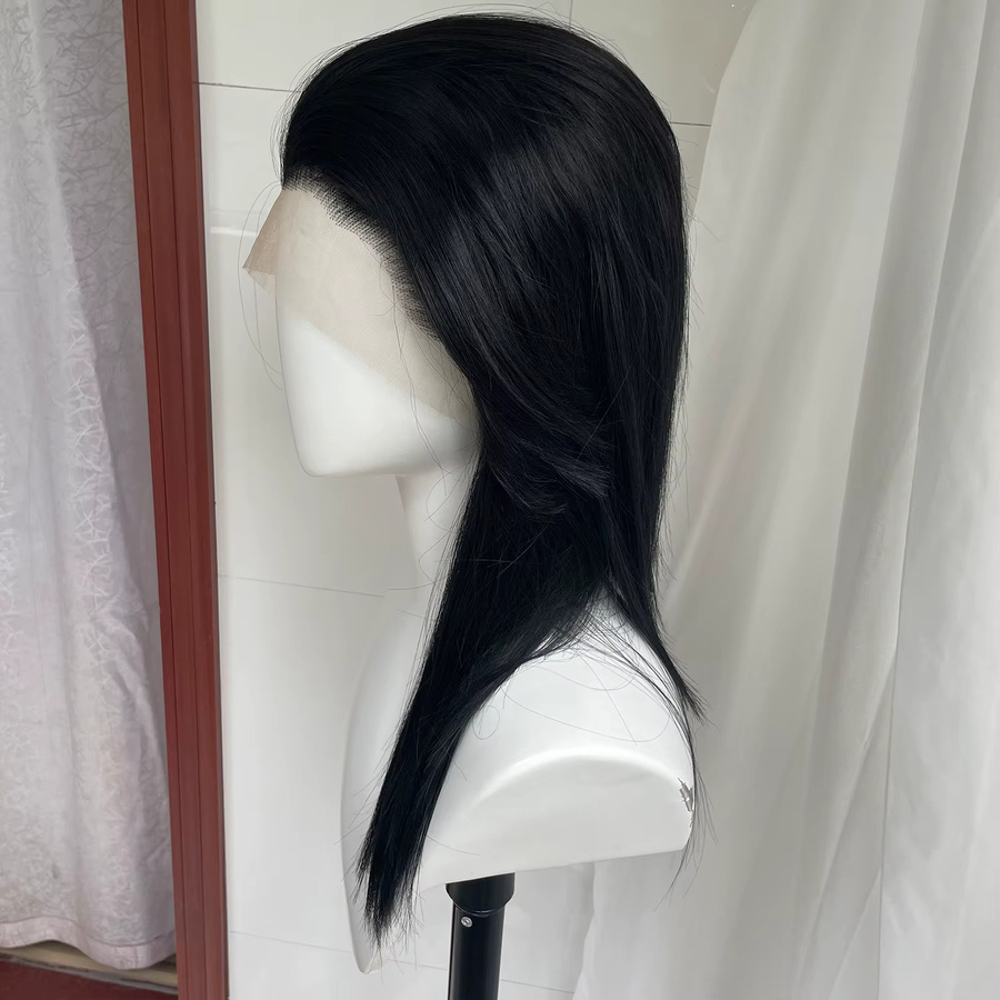Artjosy Mullet Rocker Cosplay-Perücke, schulterlanges Kunsthaar, schwarz, Herren - Bild 3
