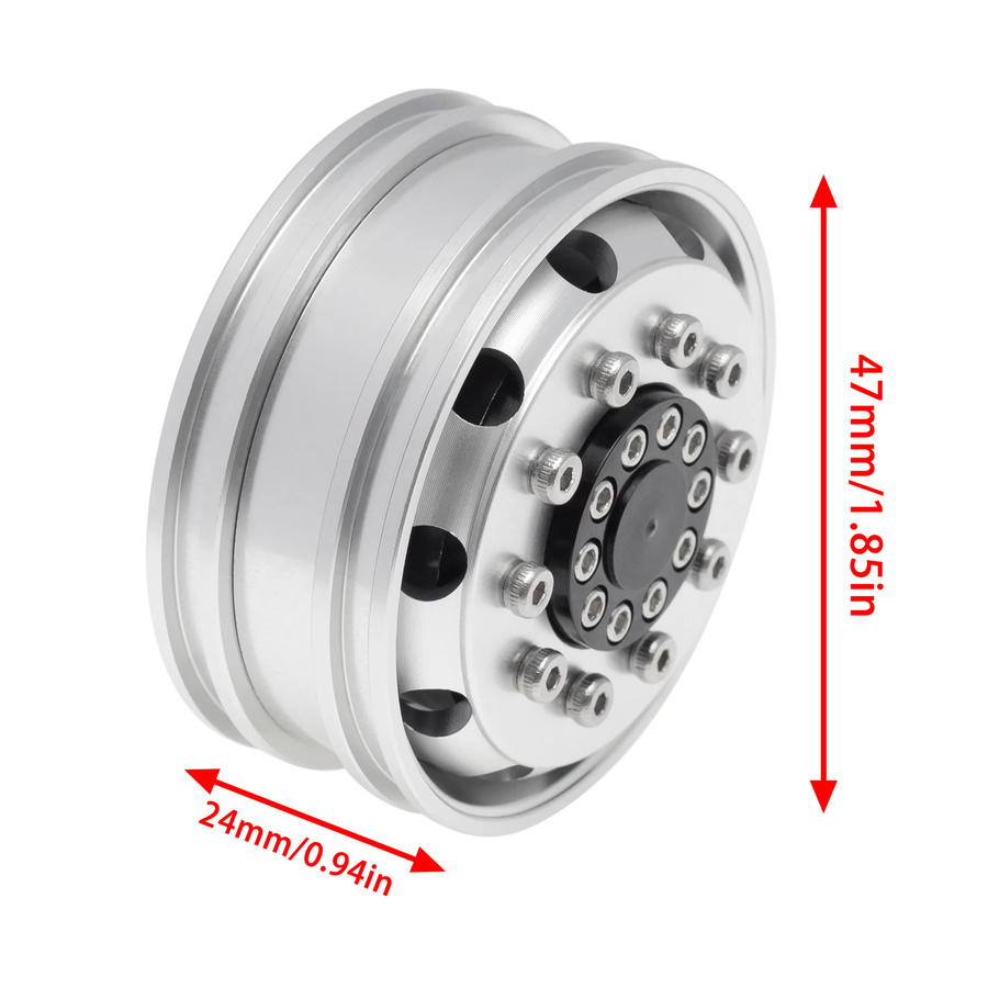 Tamiya Aluminium Vorder- und Hinterradnaben Felgen, 6-teiliges Set, 1:14 - Bild 2