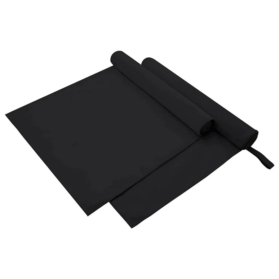 vidaXL Sporthandtücher aus Mikrofaser, 2 Stück, Schwarz, schnelltrocknend, B: 180 cm, H: 90 cm - Bild 2