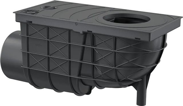 Alcadrain Universal-Regensinkkasten aus Polypropylen in Schwarz mit waagrechtem Abgang, B/H: 300 x 155 mm, Anschluss: 110 mm - Bild 1