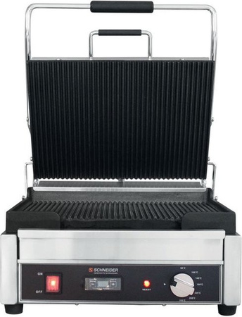 Schneider Kontaktgrill gewellt aus Edelstahl in Silver mit Timer, Breite: 41 cm, Höhe: 24,5 cm