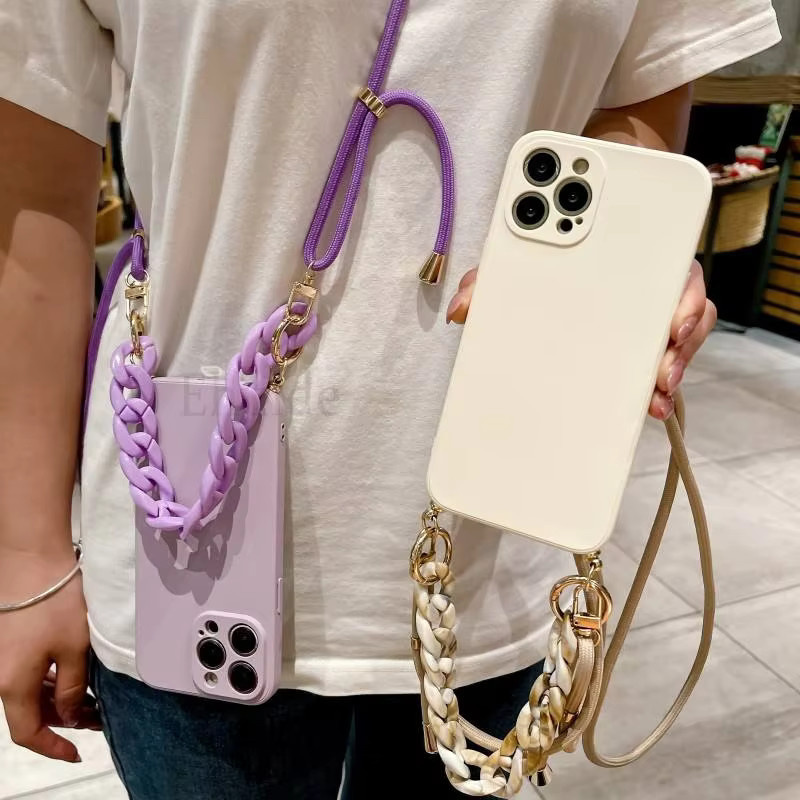 Marmor-Armband-Handyhülle für Xiaomi 15T 14T Redmi 15C 14C 15 POCO X8 Pro Max X7 Silikon-Crossbody-Hülle mit Umhängekordel und Kettenriemen in Pink - Bild 2