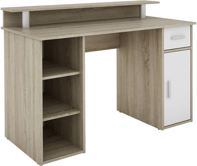 Schreibtisch byLIVING DIEGO in Eiche und Weiß für Büro und Home Office, B/H/T: 120 x 88 x 55 cm - Bild 1