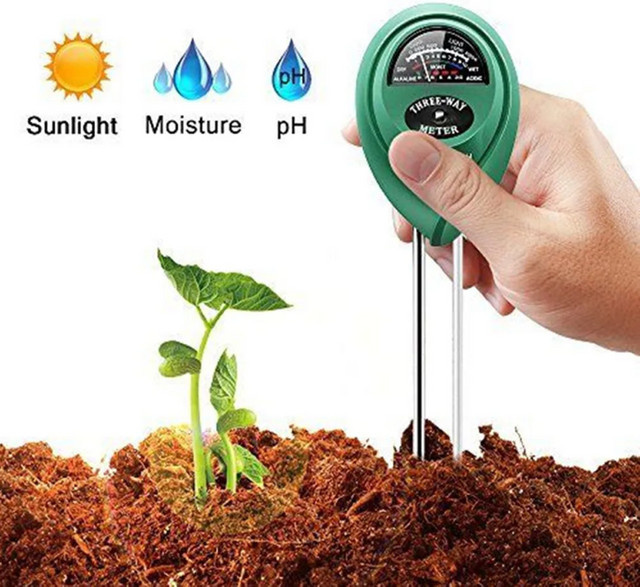 3 in 1 Boden-Tester für Garten und Pflanzen zur Messung von pH-Wert, Sonnenlicht und Bodenfeuchtigkeit in Grün - Bild 1