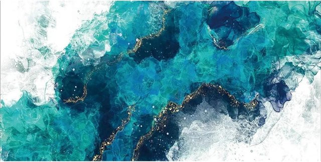 Art Universe Leinwandbild Abstrakter Ozean in Blau, Modernes Wandbild, B/H: 80 x 160 cm - Bild 1
