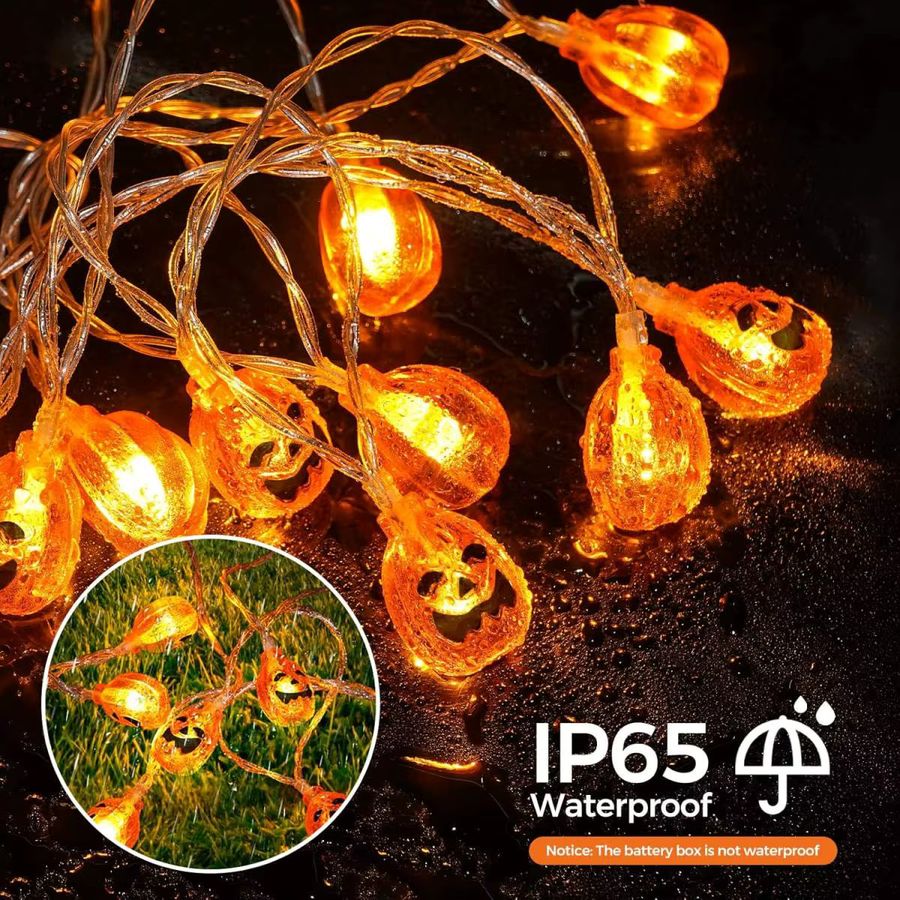 Peach Forest LED Halloween Kürbis Lichterkette mit 10 LEDs für Haus und Garten - Bild 3