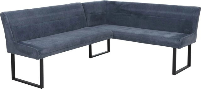 Eckbank MCW-O81 für das Esszimmer aus Metall und blauem Chenille-Stoff mit Öko-Tex Zertifizierung B/T/H: 210 x 159 x 84 cm - Bild 2