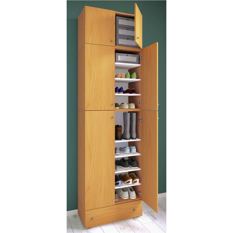 Schuhschrank Lona von VCM Möbel in Buche Nachbildung und Weiß, B/H/T: 70 x 240 x 39 cm - Bild 3
