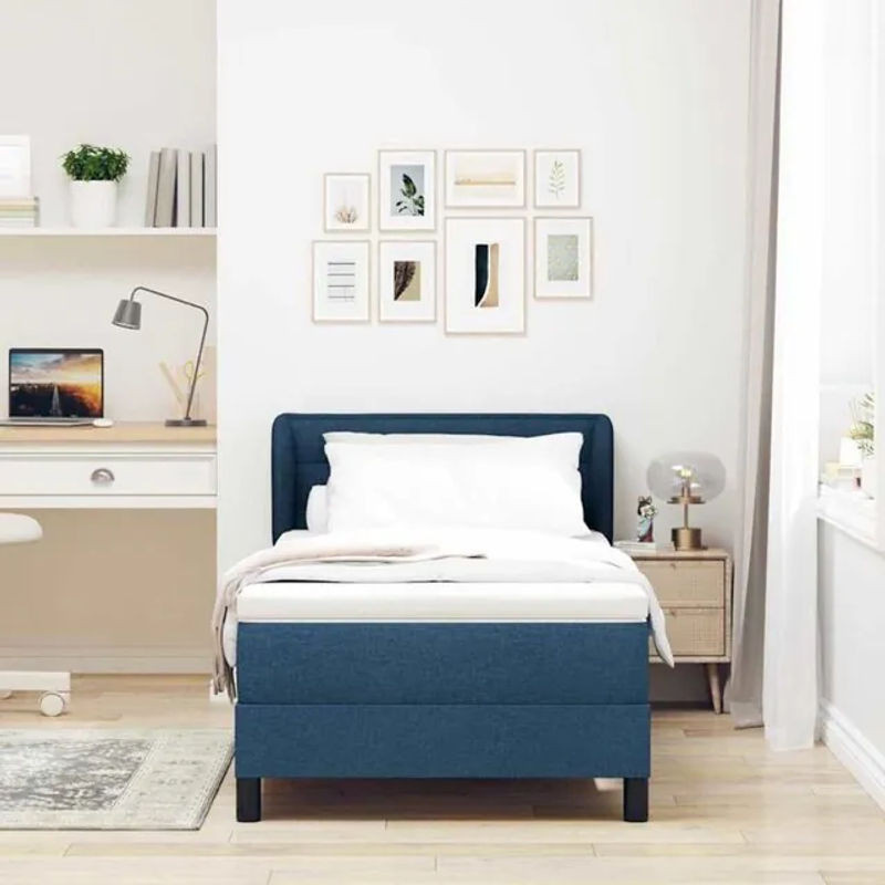 Vidaxl Boxspringbett mit Matratze aus Stoff in Blau, B/T: 100 x 200 cm - Bild 1