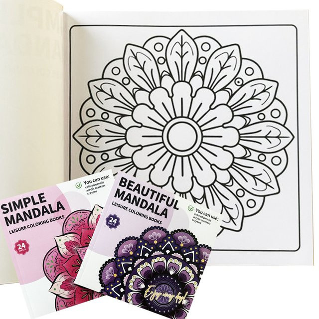Mandala-Blumen-Malbuch für Erwachsene mit 24 Seiten zur Entspannung und kreativen Gestaltung - Bild 1
