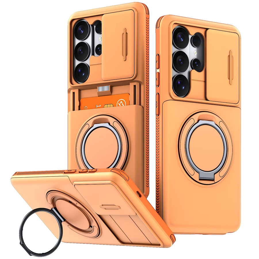 Schutzhülle für Samsung Galaxy S22 S23 S24 FE S25 Plus S26 Ultra mit MagSafe-Kompatibilität, Ringständer und Brieftaschenfunktion in Orange oder Blau - Bild 2