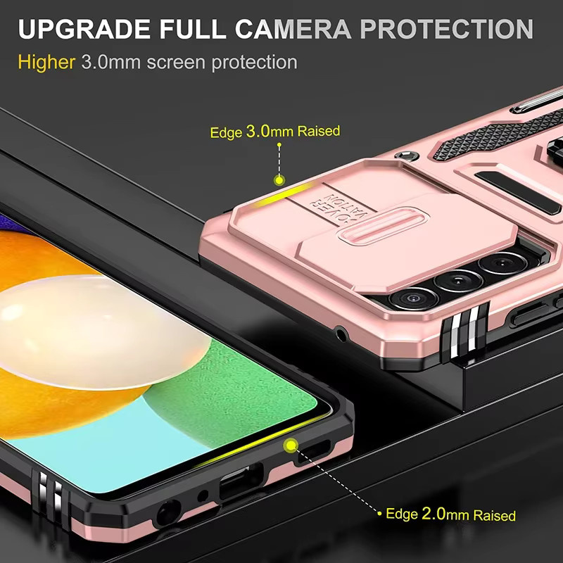 Magnetische Schutzhülle für Samsung Galaxy A55 A35 A32 A12 A13 A22 A23 A71 A52 A72 A82 mit Kamera-Objektivabdeckung und Rutschschutz in Schwarz oder Pink - Bild 1