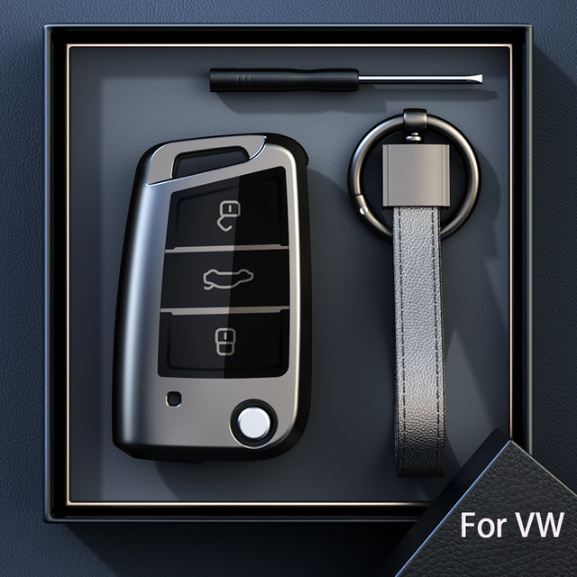 ICAR Autoschlüsselhülle Flip Folding für Volkswagen VW Polo Golf7 Passat Tiguan MK2 Beetle Ateca Caddy T5 in Titangrau - Bild 1