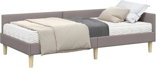 vidaXL Eckbettgestell mit Matratze 2-teilig in Taupe, modernes Design aus Stoff und Holz - Bild 1