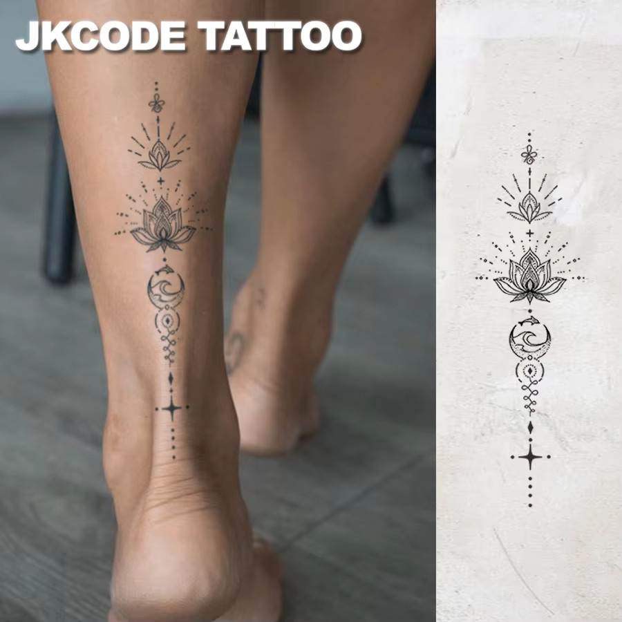 JKCODE TATTOO Temporäre Tattoos, Damen, Halbmond-Lotus-Totem - Bild 2
