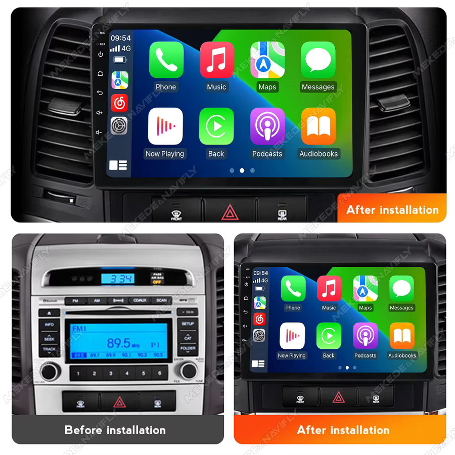 MEKEDE Wireless Carplay Autoradio für Hyundai Santa Fe 2 (2006-2012) mit IPS-Bildschirm, GPS und Bluetooth in Schwarz - Bild 2