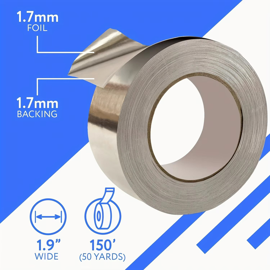 Hochtemperaturbeständiges Aluminiumfolienband in Silber für Auspuffrohr-Dichtungen und Küchenisolierung, Dicke: 0,1 mm - Bild 2