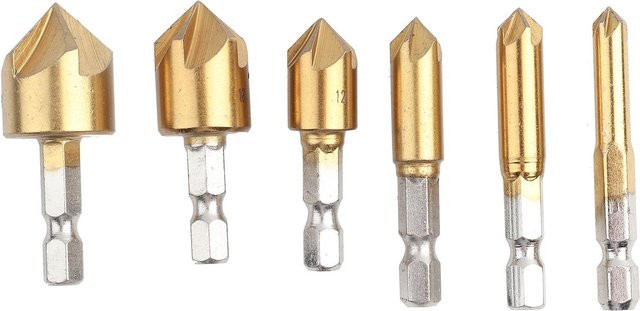 Kkmoon HSS Anfas-Senker Set mit Sechskantschaft 1/4 Zoll, 6 Stück, Gold, 6 mm bis 19 mm - Bild 1
