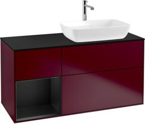 V&B Waschtischunterschrank Finion mit Wandbeleuchtung, Breite: 120 cm, Tiefe: 50,1 cm, Höhe: 50,1 cm, lackiert in Blau matt - Bild 1