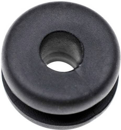 TRU COMPONENTS Kabeldurchführung TC-10820712 aus PVC in Schwarz mit max. 6mm Klemm-Ø und max. 1.5mm Plattenstärke, 1000 Stück - Bild 1