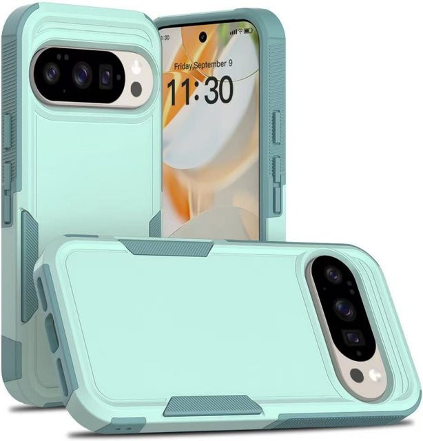 Jiami Hangqi 2-in-1 flache und sturzsichere Handyhülle für Google Pixel 10 9 Pro XL 8 7 9A 8A 7A in Grün und Türkis - Bild 1