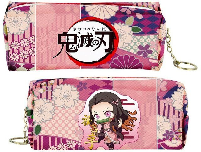 Slayer Dämon Cartoon Federmäppchen aus PU und PVC mit Reißverschluss, buntes Schreibwaren Etui für Nezuko und Mitsuri - Bild 1