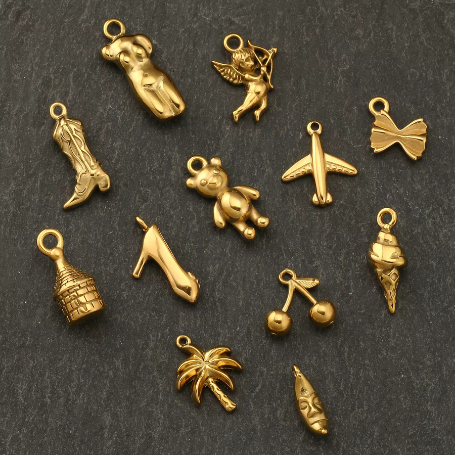 DOOYIO Charms Anhänger Edelstahl, Gold, 3 Stück - Bild 1