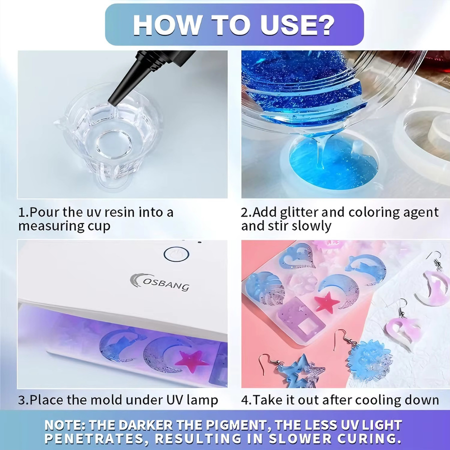 LOOLIFL UV-Harz Transparentes Epoxidharz für Schmuckherstellung und DIY-Dekorationen - Bild 4