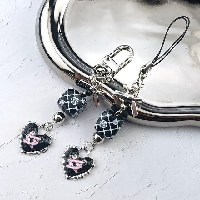 YiYuYiHua Schlüsselanhänger, Herz-Bowknot-Blumen, Bunt, Damen - Bild 1