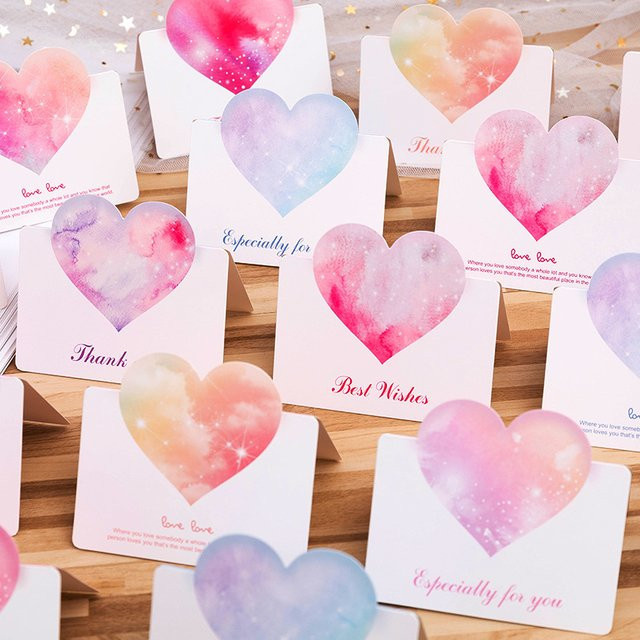 Gemischte Herzform Grußkarten in verschiedenen Farben für Valentinstag, Hochzeit oder als Dankeschön-Karten - Bild 1