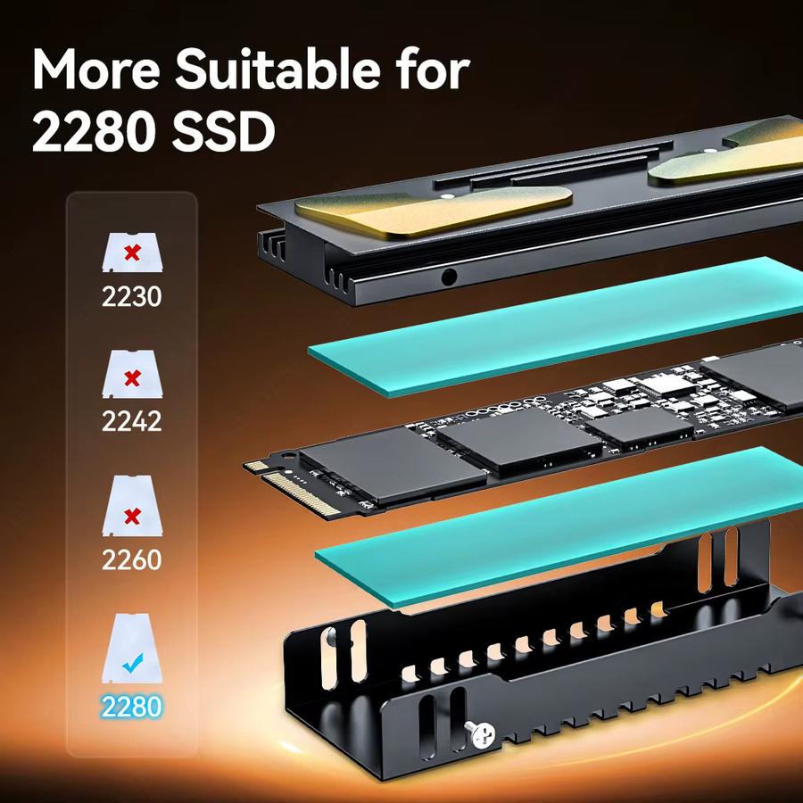 JEYI M.2 2280 NVMe SSD-Kühlkörper aus Aluminium in Schwarz für PC, PS5 und Laptop - Bild 5