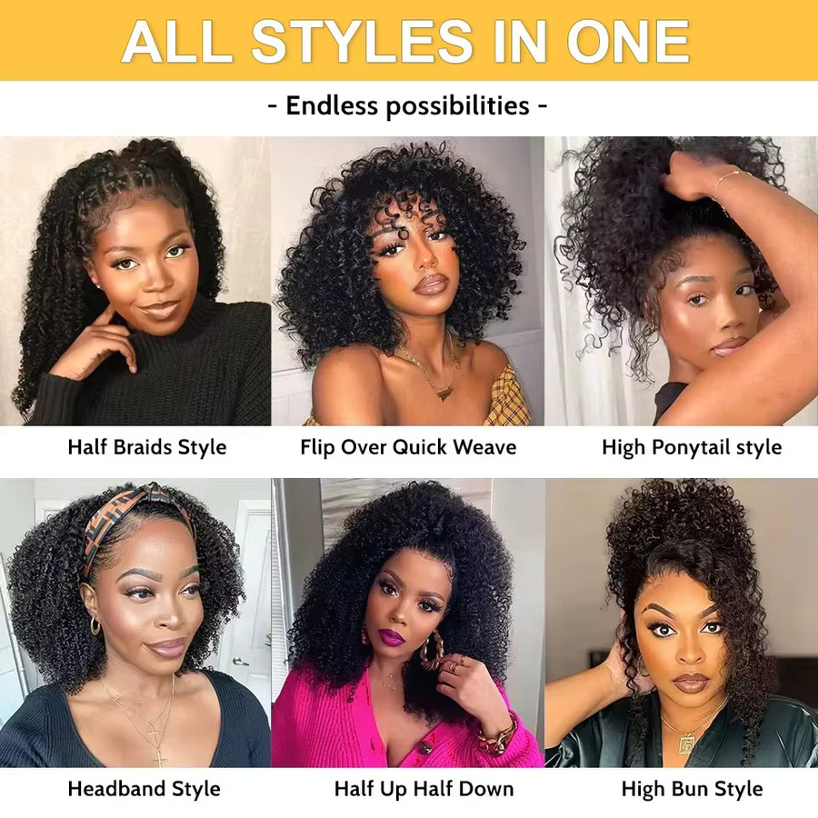 Dula A Hair Halbe Perücke Afro Kinky Curly Echthaar, 250 Dichte - Bild 6