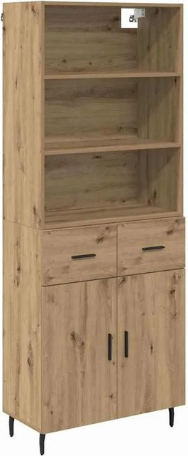 vidaXL Highboard Artisan-Eiche mit Glastüren und Schubladen, Farbe: Braun, B/T/H: 69,5 x 34 x 180 cm - Bild 1