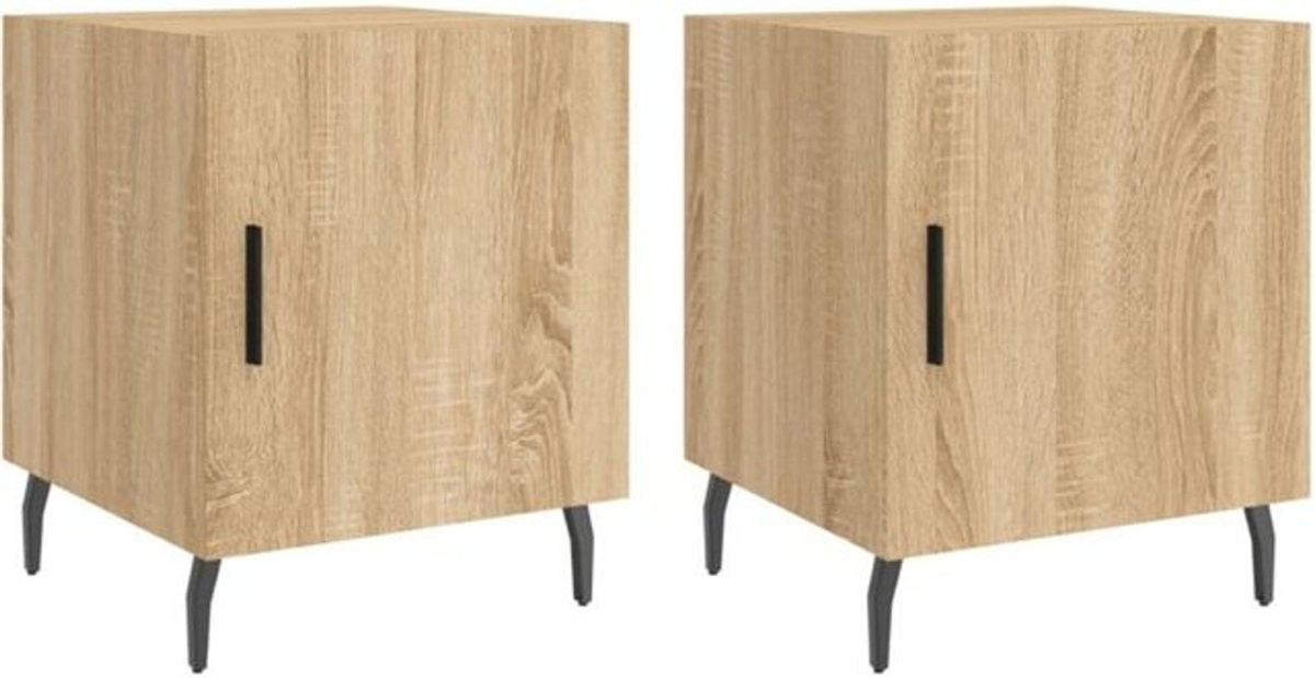 Set aus 2 Nachttischen von vidaxl in Sonoma-Eiche Natur, modern, Holzwerkstoff und Metall, B/T/H: 40 x 40 x 50 cm - Bild 1