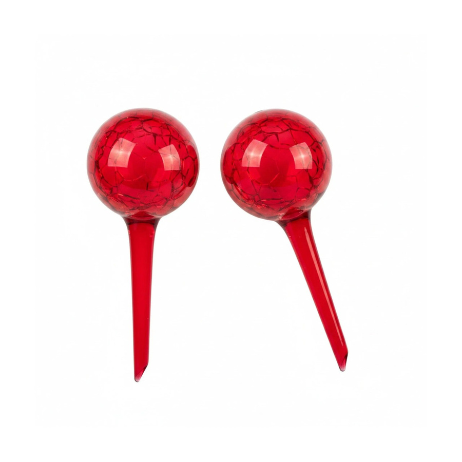 Relaxdays Bewässerungskugel aus Glas in Rot für Topfpflanzen und Balkonkästen, 2er Set, Höhe: 30 cm, Durchmesser: 9 cm - Bild 2