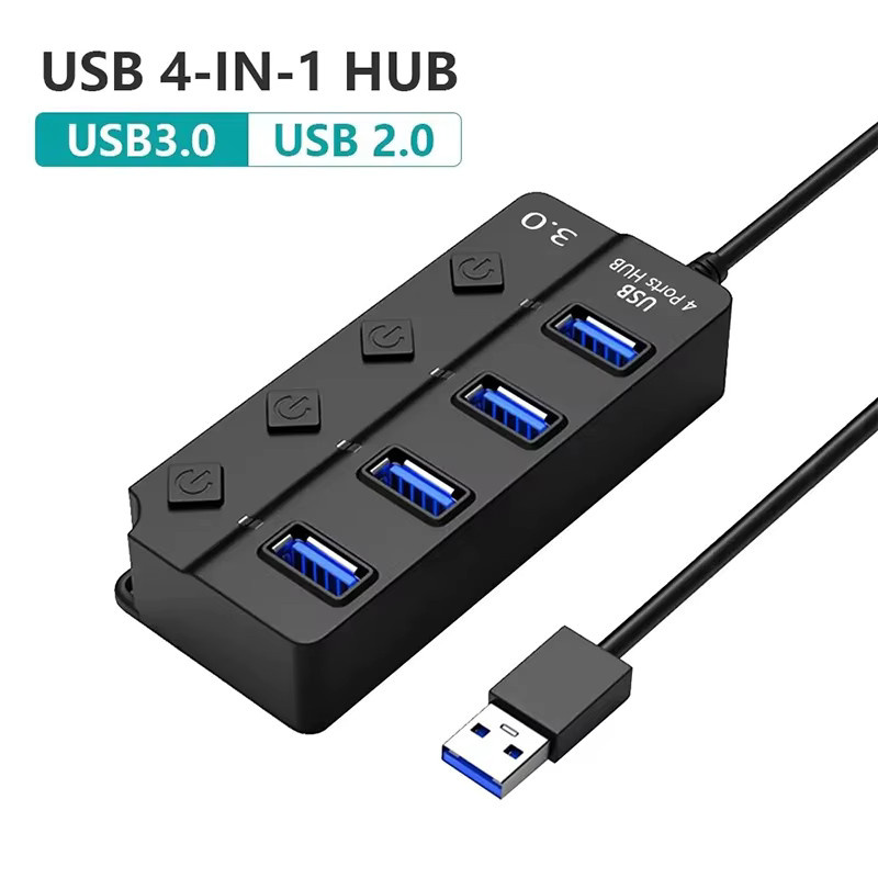 AILEHKUO USB-Hub Adapter in Schwarz mit Netzteil für PC und Laptop als Mehrfachanschluss USB 2.0 und 3.0 - Bild 6
