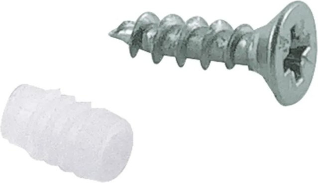 Hettich Topf-Befestigungsschraube mit Spreizmuffe in Silber, 40 Stück, Schraube: 3,5 x 13 mm, Spreizmuffe: 5 x 9 mm - Bild 1