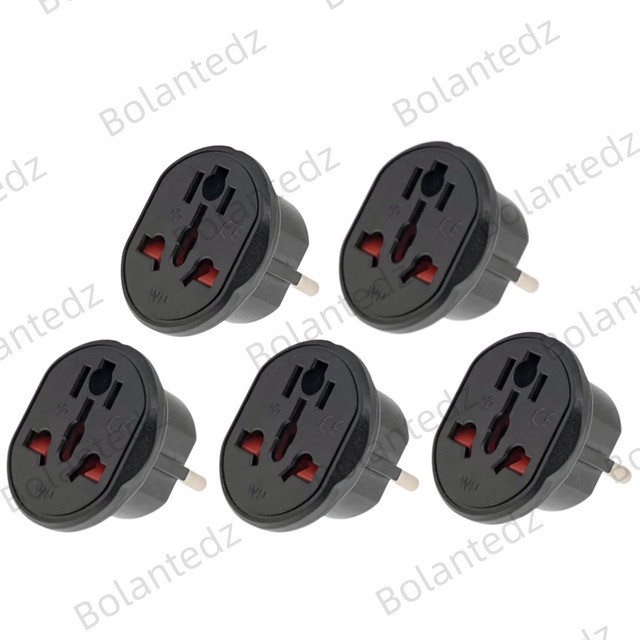Bolantedz 5er Set Reiseadapter Konverter für AU US UK CN zu EU KR 2500W in Weiß und Schwarz - Bild 1