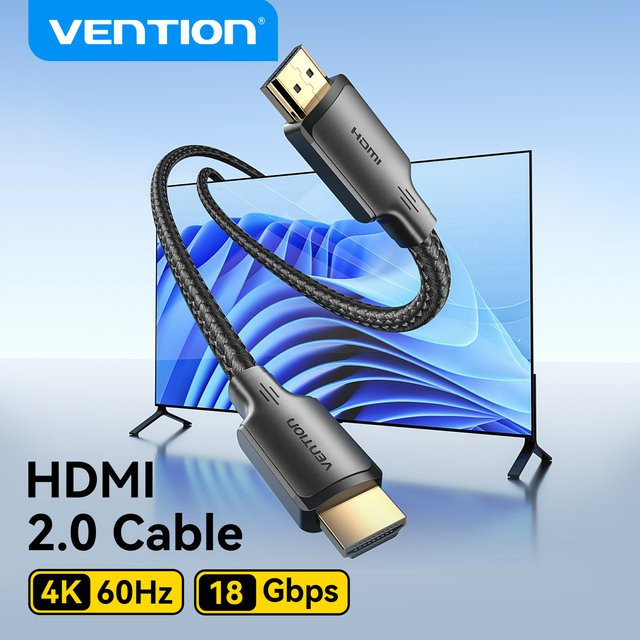 Vention HDMI 2.0 Kabel in Schwarz für 4K/60Hz, 18 Gbit/s und Dolby Vision - Bild 1