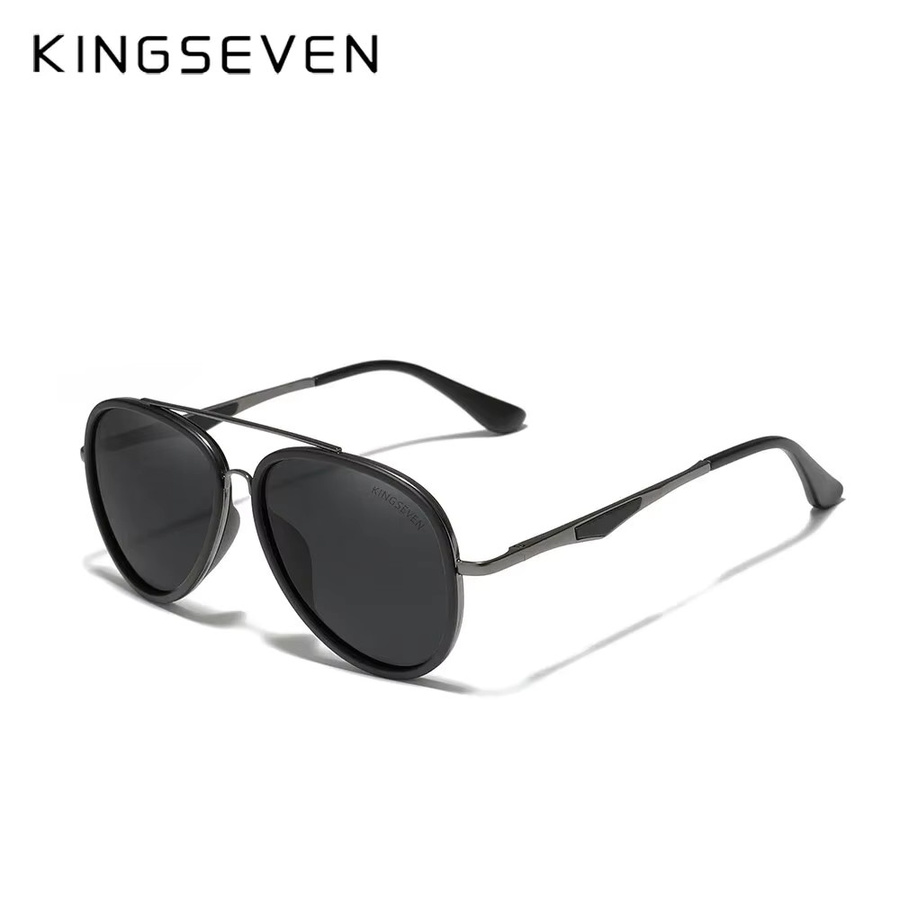 Kings even Sonnenbrille Aviator, Vollrand, Metall, schwarz, polarisiert, Herren - Bild 3
