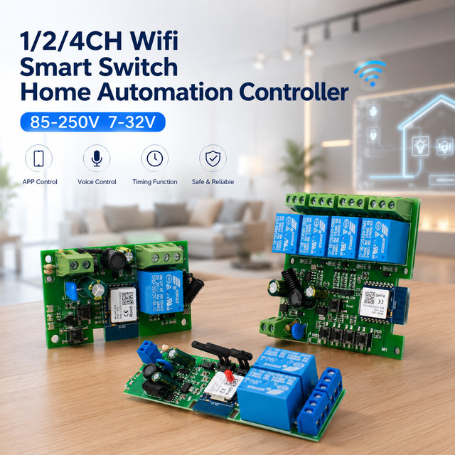 Scimagic-RC WLAN Smart Switch Hausautomations-Controller mit Tuya App-Steuerung für Alexa und Google Home, 1/2/4-Kanal, RF 433 Relais, 12V 24V 220V - Bild 1