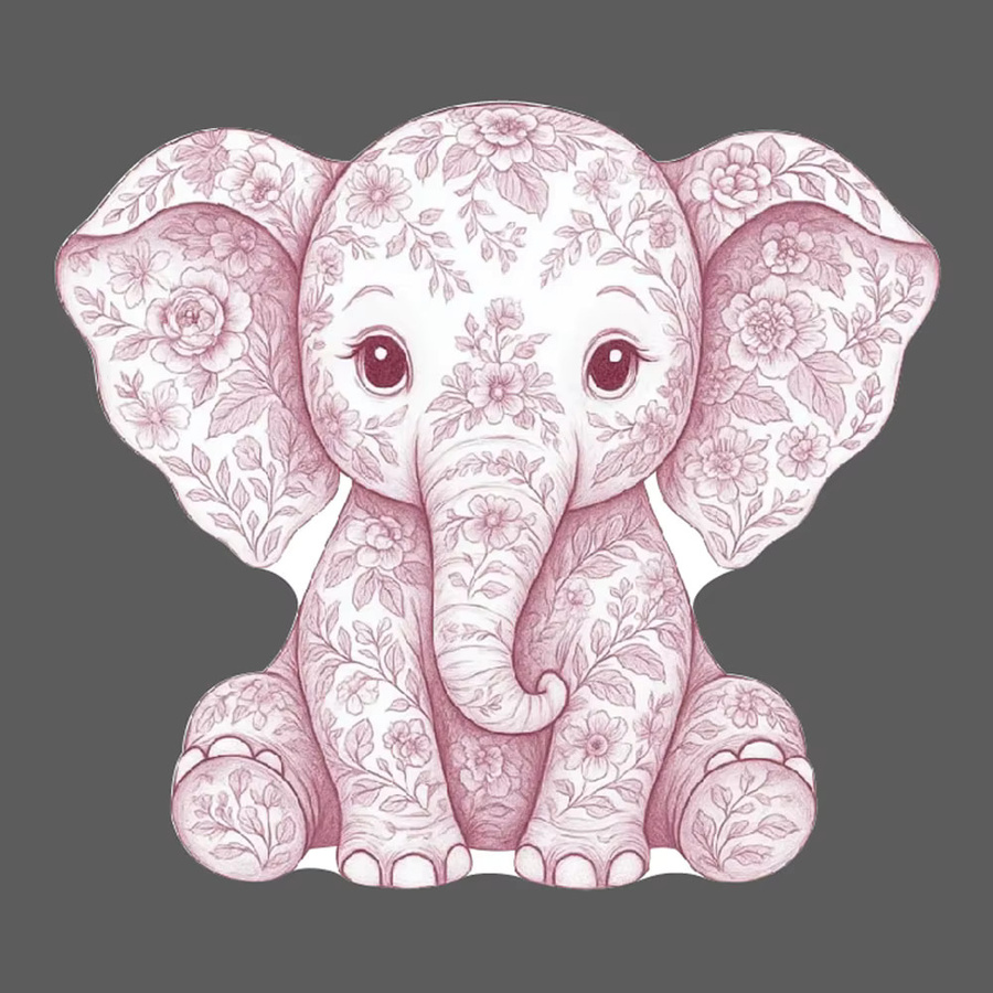 Rosa Toile Elefanten-Ausschnitt Schaumstoff-Mosaikplatte für Babyparty und Geburtstagsdekoration, Farbe: Pink, Höhe: 45,72 cm - Bild 2